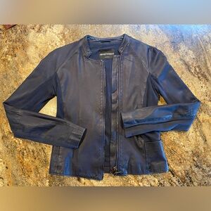 Emporio Armani Dark Blue Leather Jacket